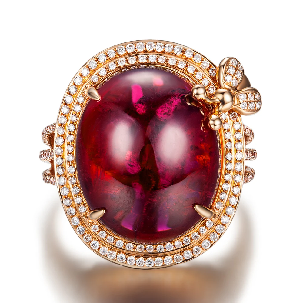 Роскошное турмалиновое кольцо ZOCAI из розового золота 18 К 14 50 карат 0 54 SR706T|ring 18k|18k