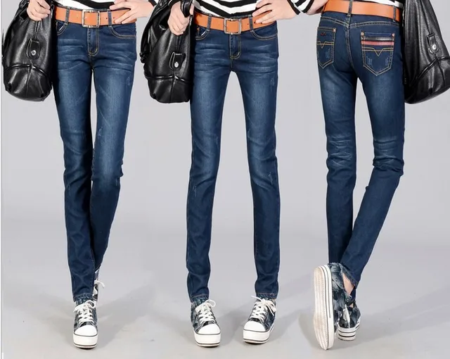 winter women straight jeans pants 