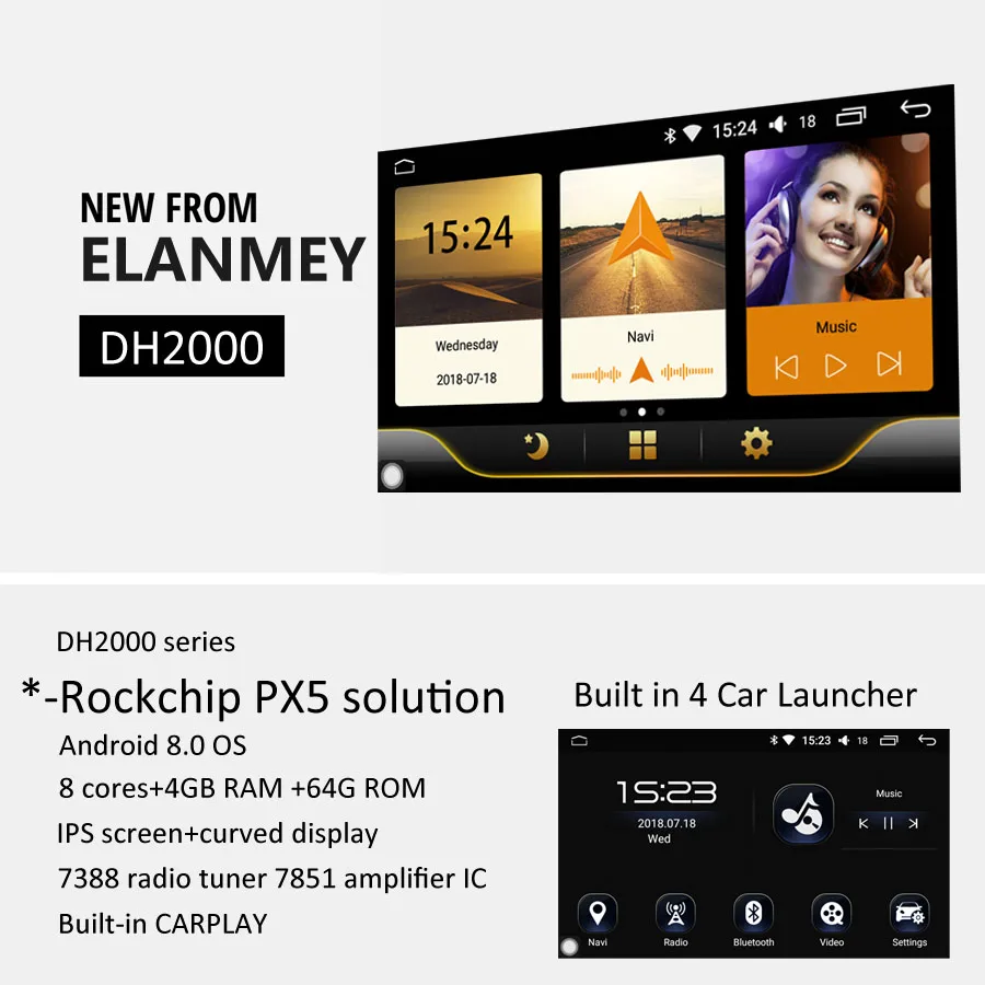 DH2000 64GB rom Elanmey Топ оснащен 8 ядер+ 4 Гб ОЗУ+ 64 Гб ПЗУ android 8,1 Автомагнитола для Suzuki sx4 S-Cross DSP Gps навигация мультимедиа головное устройство - Цвет: DH2000 64GB rom