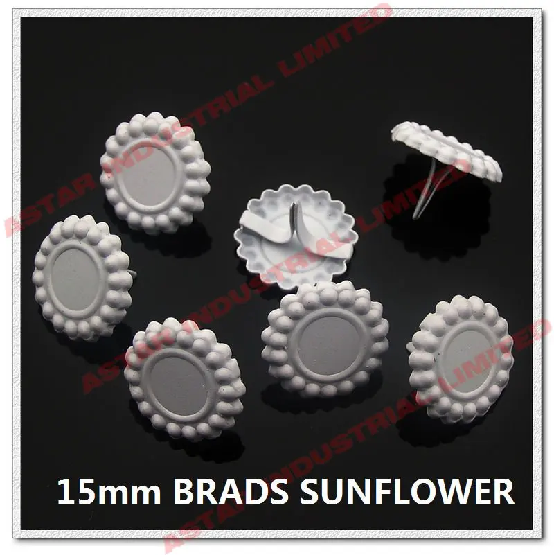 

Free shipping! wholesale DIY 16mm White flower scrapbooking Brads,16mm