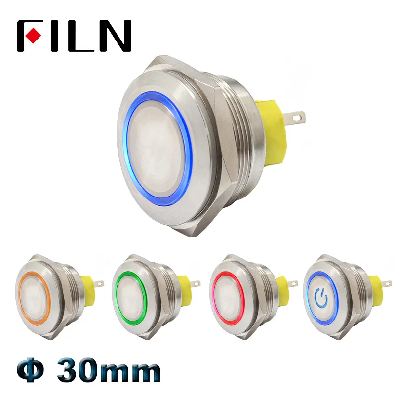 30mm red bi-color RGB led Metal Push Button Switch momentary latching waterpoof 2no2nc pushbutton switch on off stainless steel |