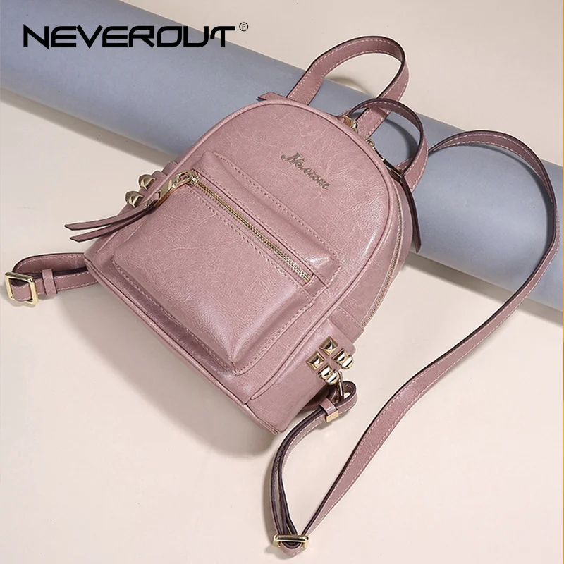 NEVEROUT новинка известный бренд Раздельный кожаный рюкзак Женские винтажные