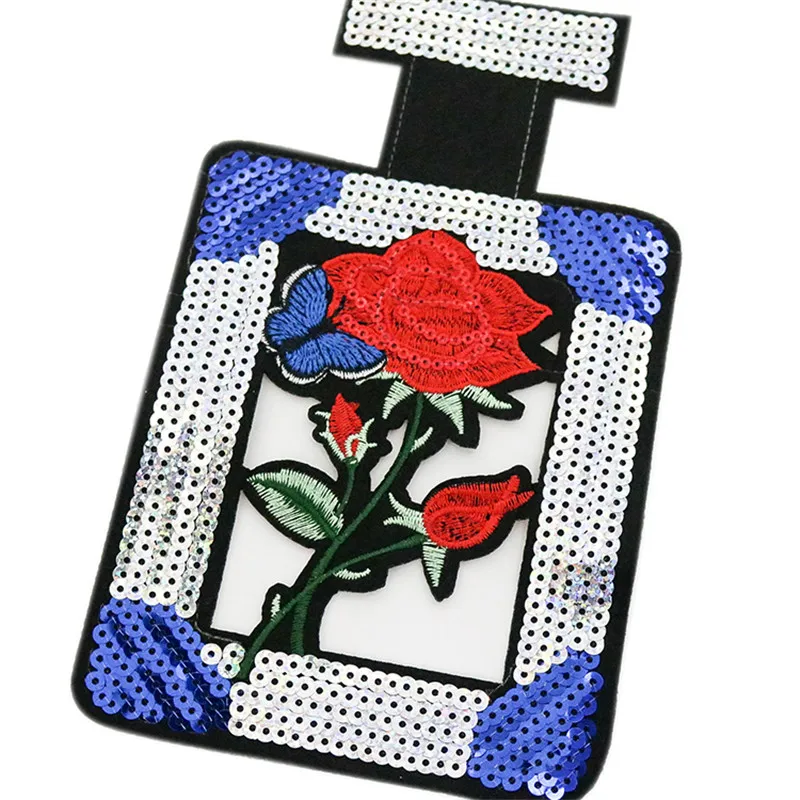 

5Pcs Perfume Bottle Sequined Patches sew on Patches for Clothes stickers applique stickers fabric embroidery sequined
