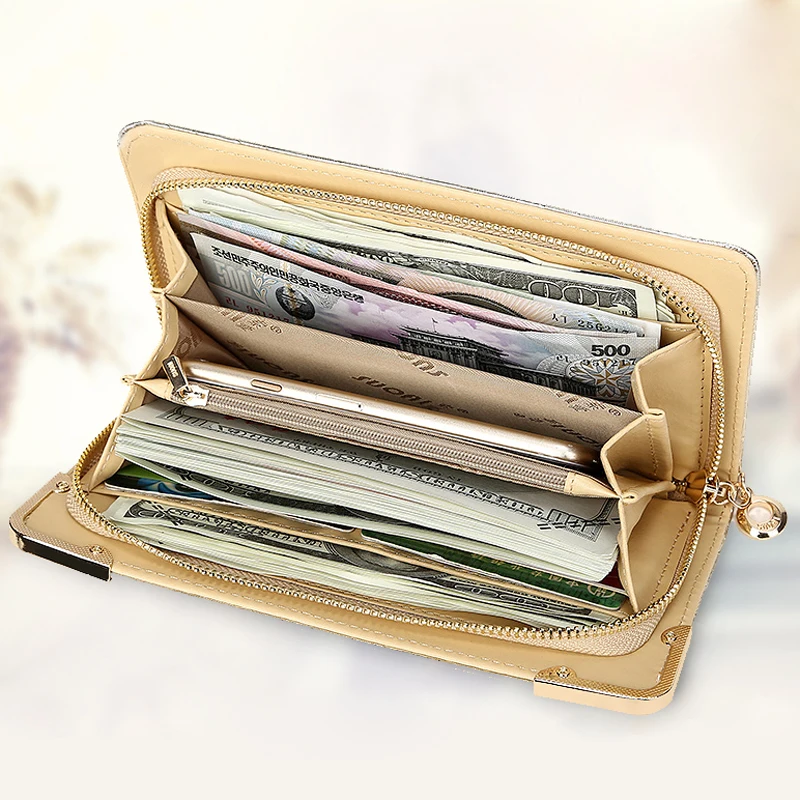 Лидер продаж элегантный женский длинный кошелек на запястье с каменным узором