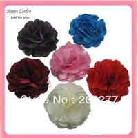 wholesale 24pcslot women corsage fabric flwowers 3 satin mesh silk flowers without hair clip accessory free shipping