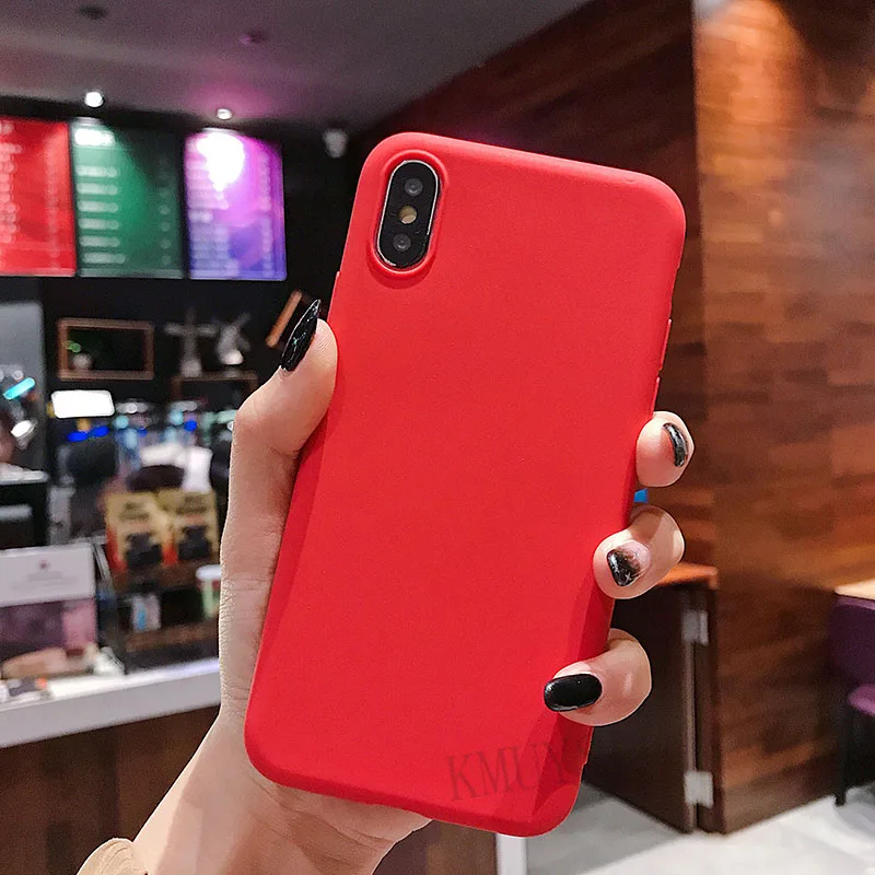 Red Цветной силиконовый защитный чехол для iphone XR X XS Max 6 6S 7 8 Plus 5 5S SE милый мягкий простой модный чехол для телефона - Цвет: Red
