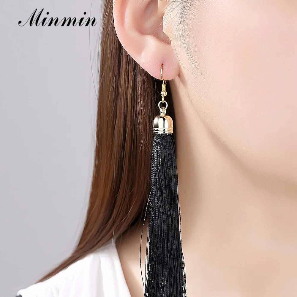 Minmin 5 Цвета богемные длинные кисточки свисающие серьги для женщин висячие Ретро