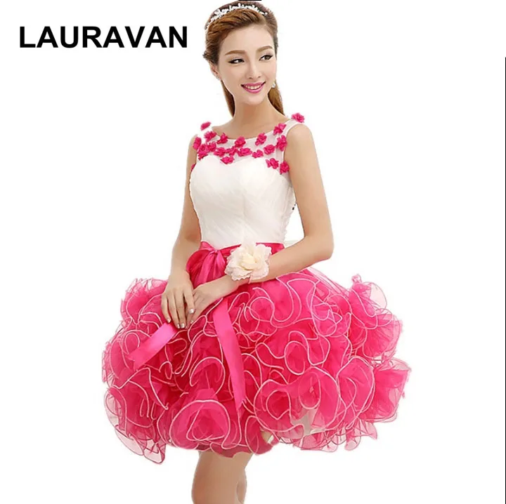 

Женское вечернее платье с цветочной аппликацией, розовое Короткое Платье Для подружки невесты, бальное платье для подростков, 16, 2020