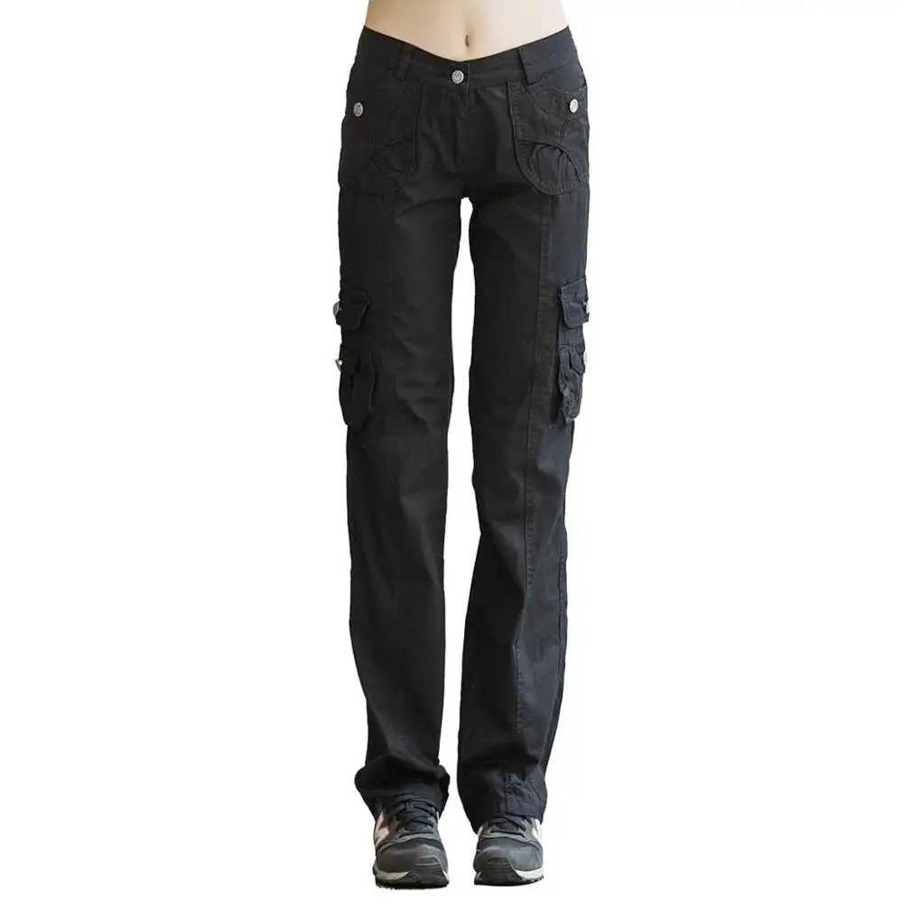 Black Military cargo pants women Army high waist loose Multi-pocket Pant versatile cotton Trousers ladies Street Jogger sweatpants new - Цвет: Black