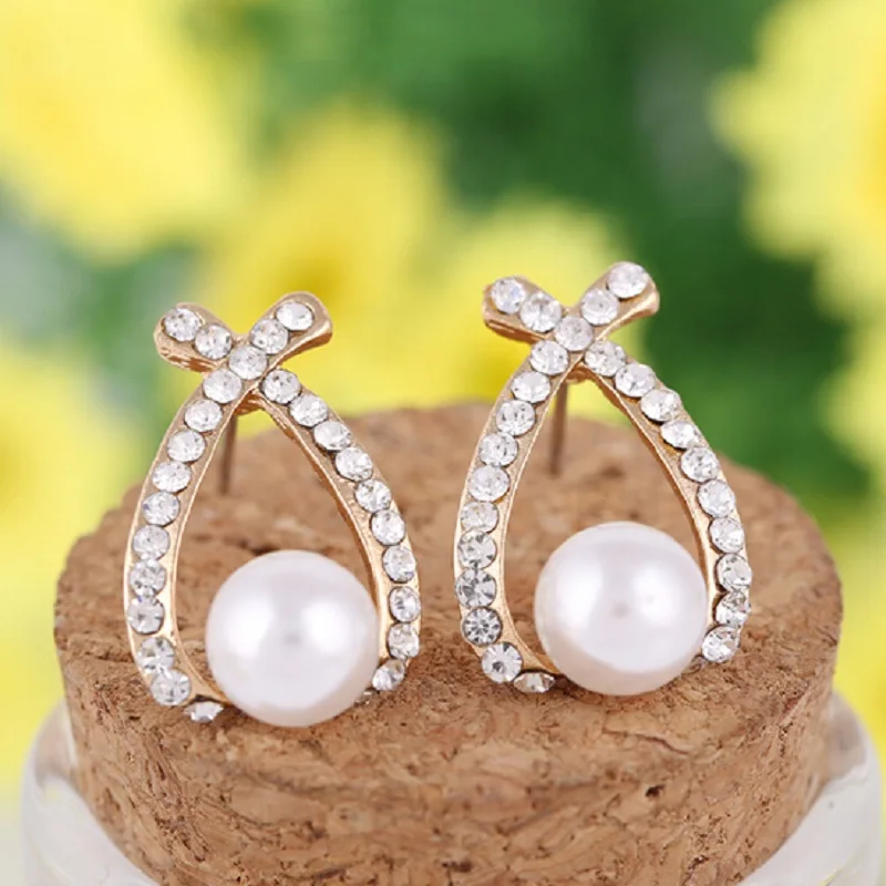 Хороший шопинг!! Модные золотые серьги с кристаллами Brincos Perle Pendientes Bou Pearl для женщины.