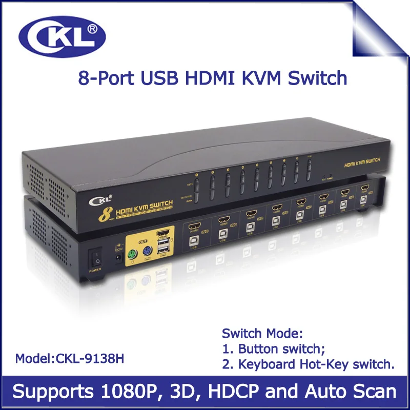8 портов USB Автоматический переключатель KVM HDMI 8*1 8 в 1 выключатель для системы наблюдения CCTV монитор для сервера ПК