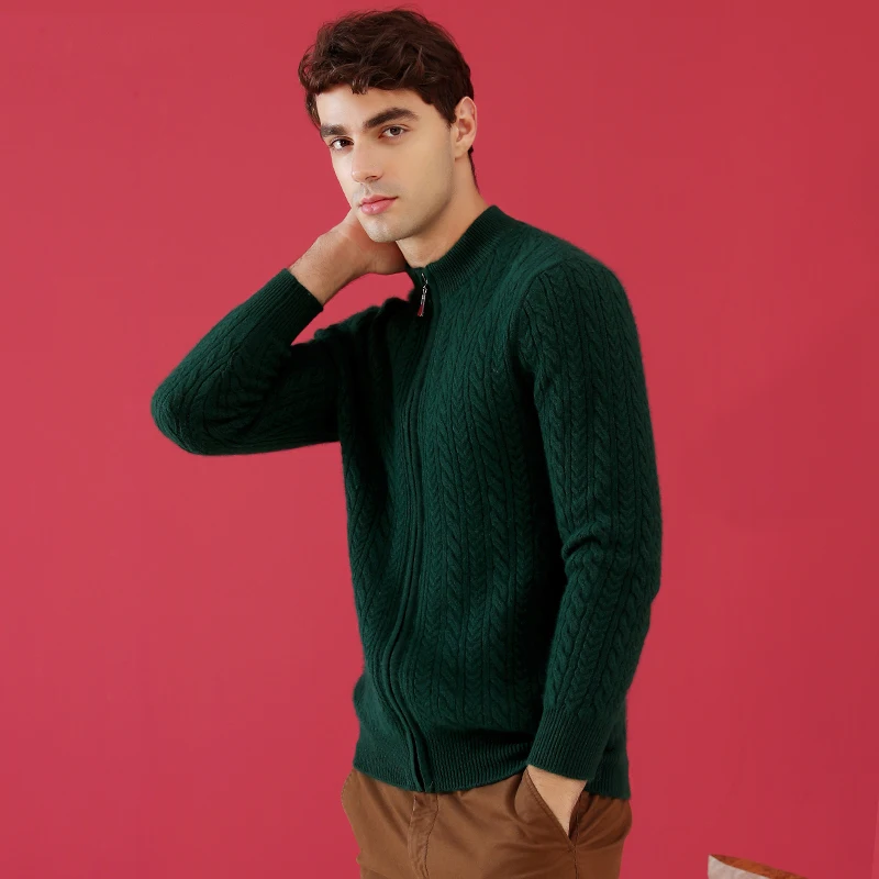 2018 New Autumn Winter Slim Fit Cardigan With Zipper Cashmere Sweater | Мужская одежда