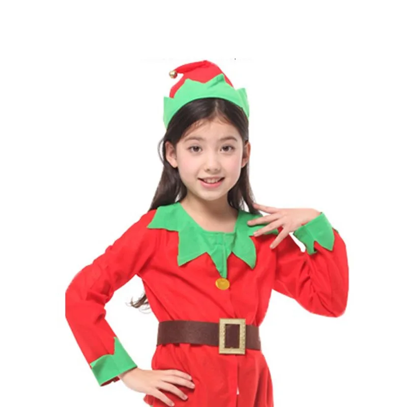

Halloween Christmas party Costumes For Girls Children Red Elves Santa Claus Cosplays Carnival Purim stage show Masquerade dress