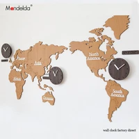 mandelda watch home promotion silent 30 inch wall clock modern diy waterproof large decorative world map clock for living room