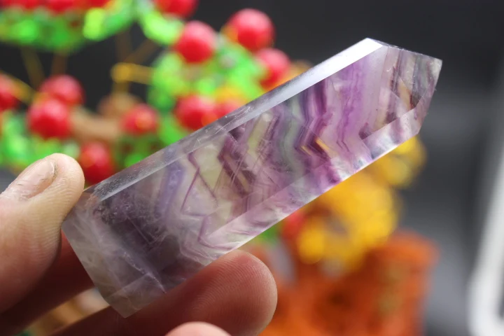 

CHINA NATURAL Fluorite QUARTZ CRYSTAL WAND POINT HEALING a2