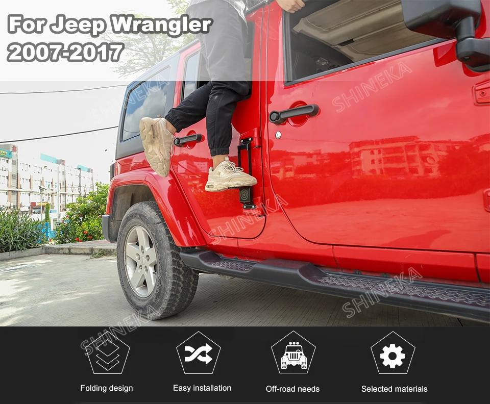 SHINEKA хромированный Стайлинг для Jeep Wrangler JK 2007- дверные петли для автомобиля альпинистский комплект для ног Педальный колышек для Jeep Wrangler JK