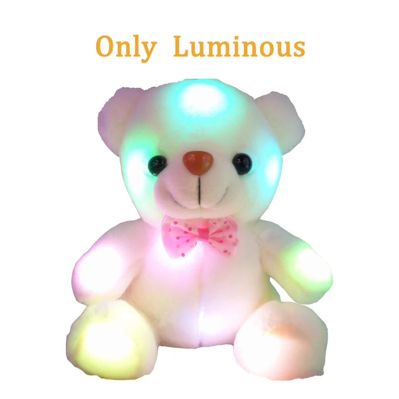 only Luminous 23 см 12 секунд Запись красочные светящиеся плюшевые детские игрушки Подушка светодиодный fil светодиодный милый плюшевый медведь Рождественский подарок для девочки - Цвет: only Luminous
