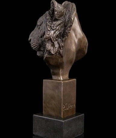 Чжао Арт Деко Скульптура Тигра Голова Бюст Бронзовая Статуя Подпись|statue bronze|statue