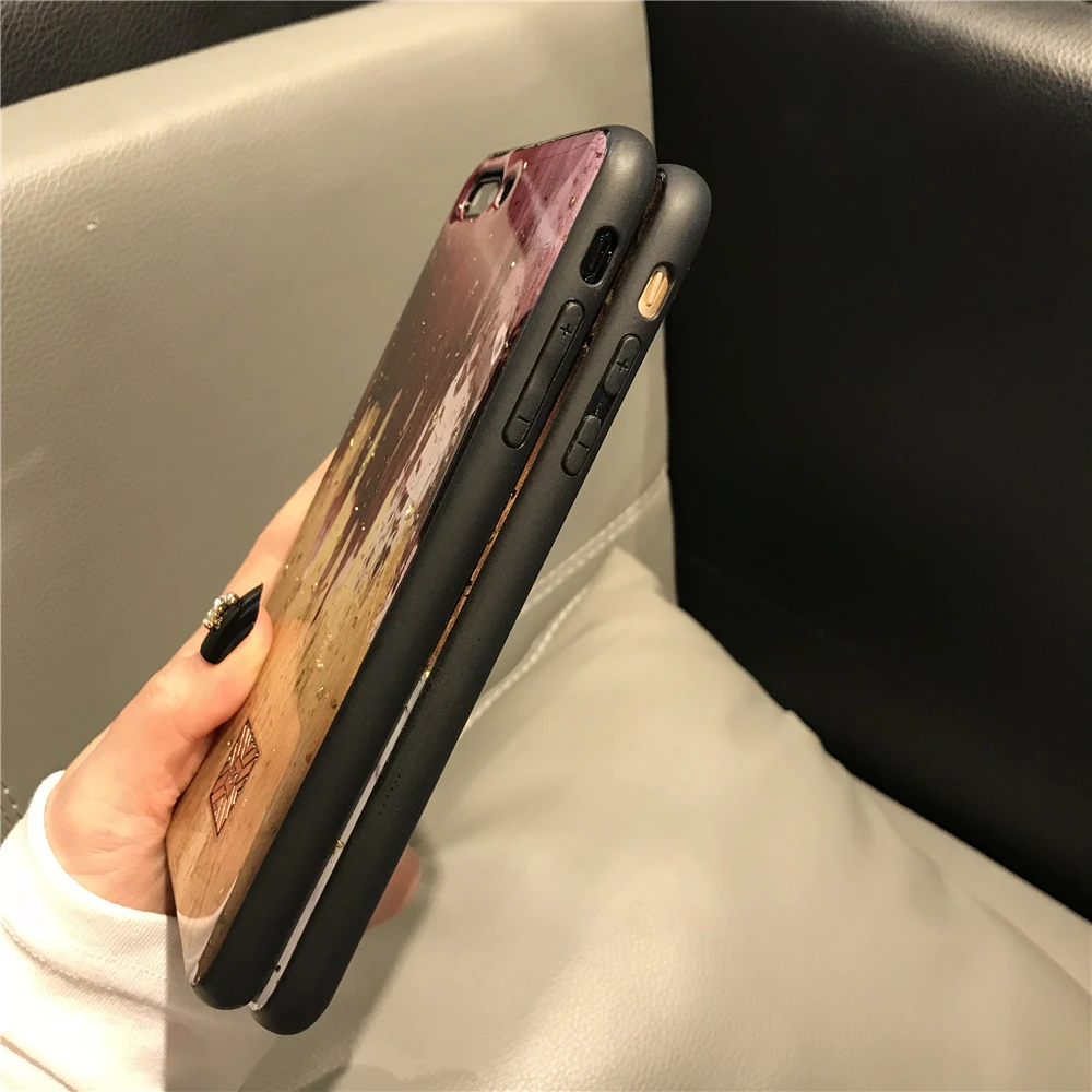 Блестящий чехол из золотой фольги для телефона iPhone 8 7 6 6S Plus мягкий ударопрочный