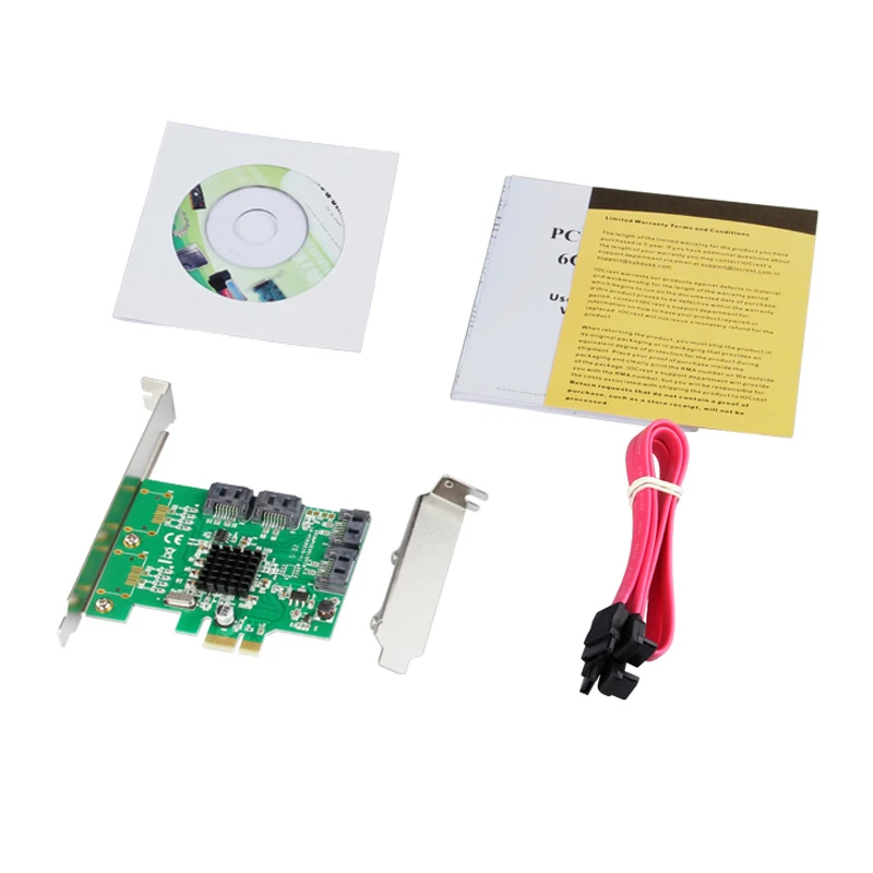 

SATA Card PCI-e 4 Ports 6G SATA III 3.0 Controller Card Marvell 88SE9215 Non Raid PCIE 2.0 x1 Expansion Card Low Profile Bracket