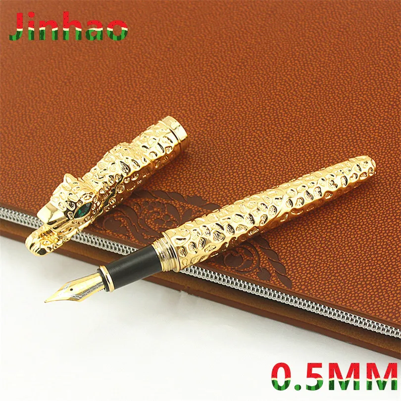 Ручка перьевая Jinhao с леопардовым гепардом полностью Металлическая Золотая