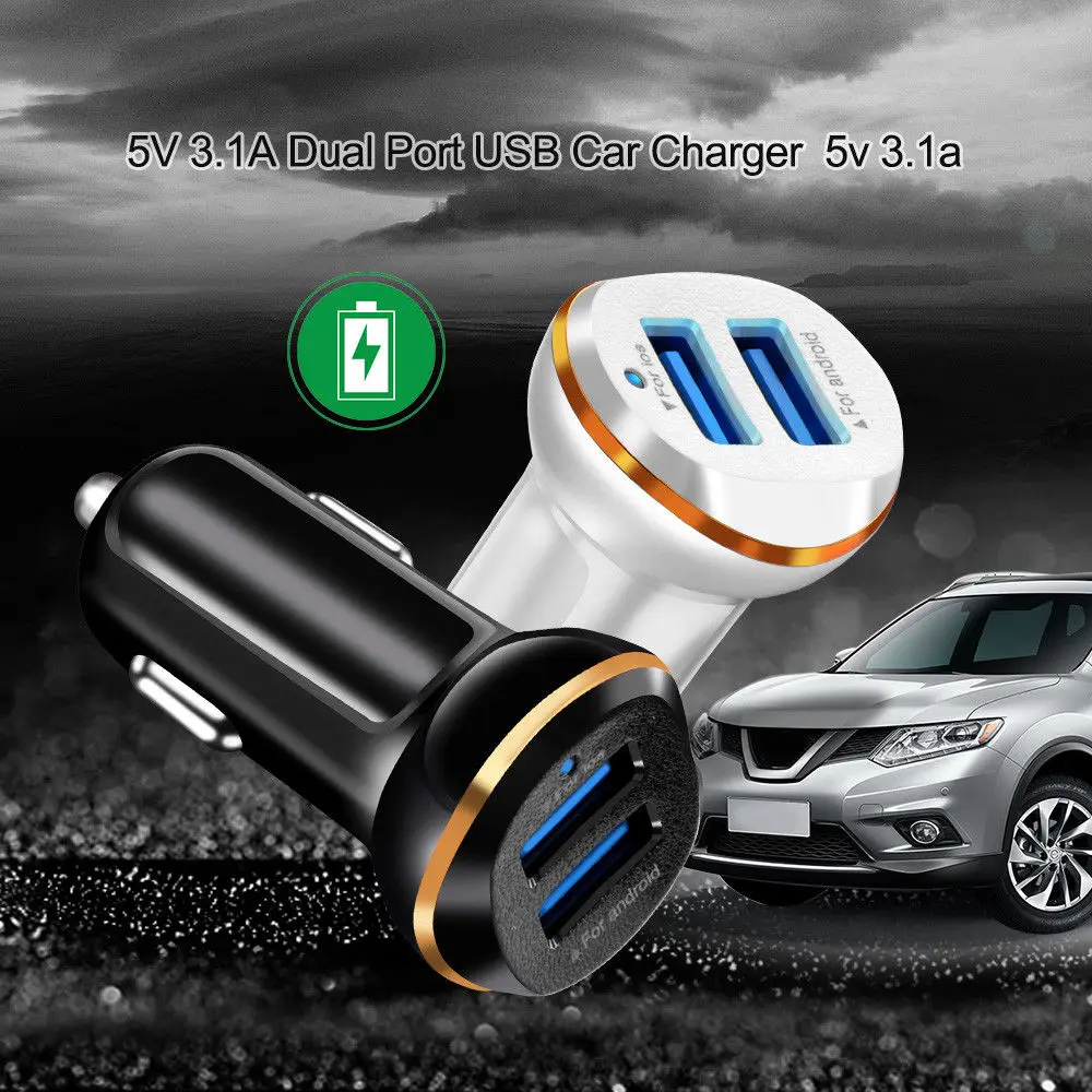 3.1A адаптер для быстрой зарядки автомобильное зарядное устройство с двумя