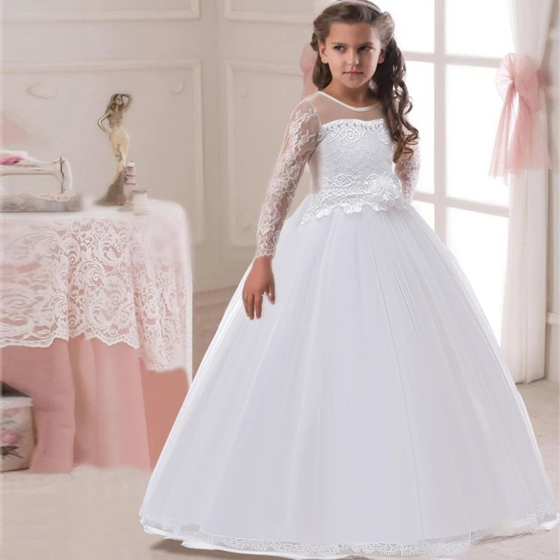 Kids Dresses For Girls Wedding Dress Elegant Princess Gown Children Evening Party Costume 6 7 8 9 10 11 12 Year | Детская одежда и