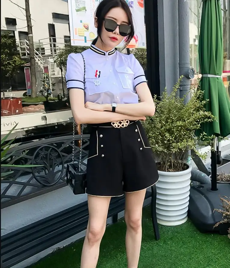 

2019 autumn winter Solid Color High Waist Shorts Women Casual wide leg Shorts New Fashion Slim Buckle Shorts High Quality