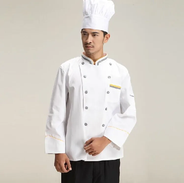 

Двубортная повседневная одежда с длинными рукавами для шеф-повара, офисная одежда с длинными рукавами, куртки для шеф-повара, белая одежда для шеф-повара, 18