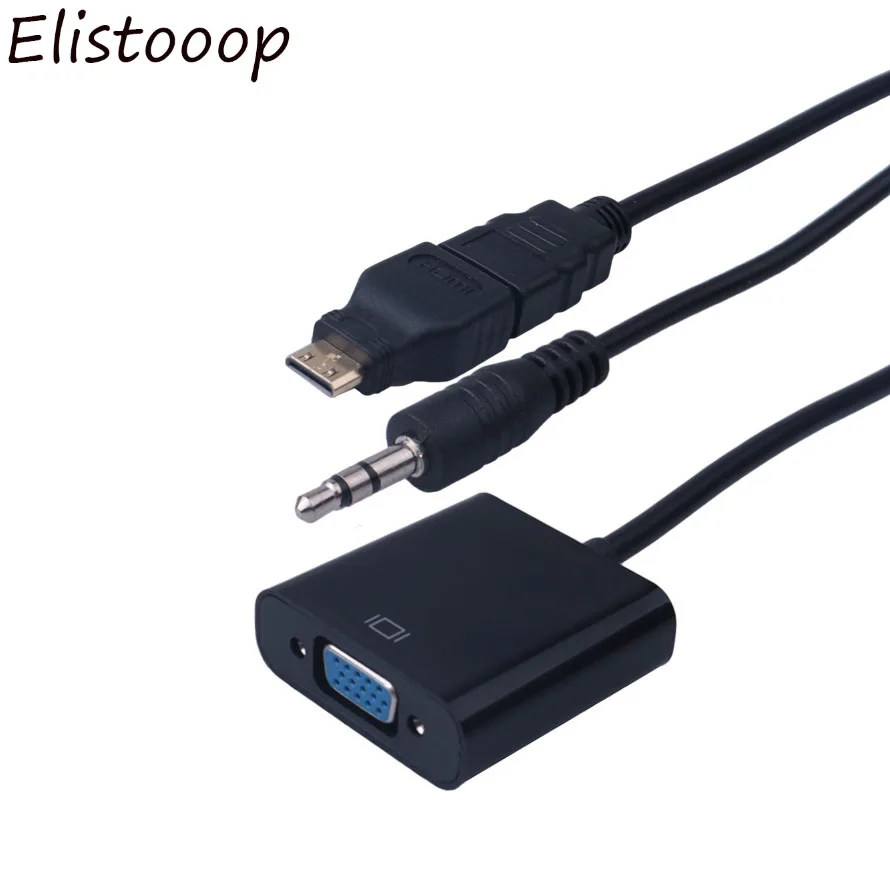 Elistooop адаптер HDMI-VGA Micro HDMI Mini штекер Адаптер VGA гнездо 1080p конвертер чипсетов для Xbox