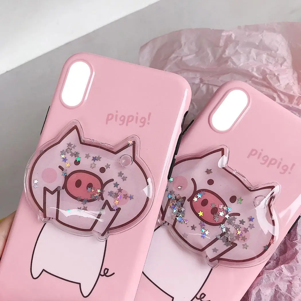 Cartoon Animal Pattern Soft TPU Phone Case Cover For Pig iPhone Pink |