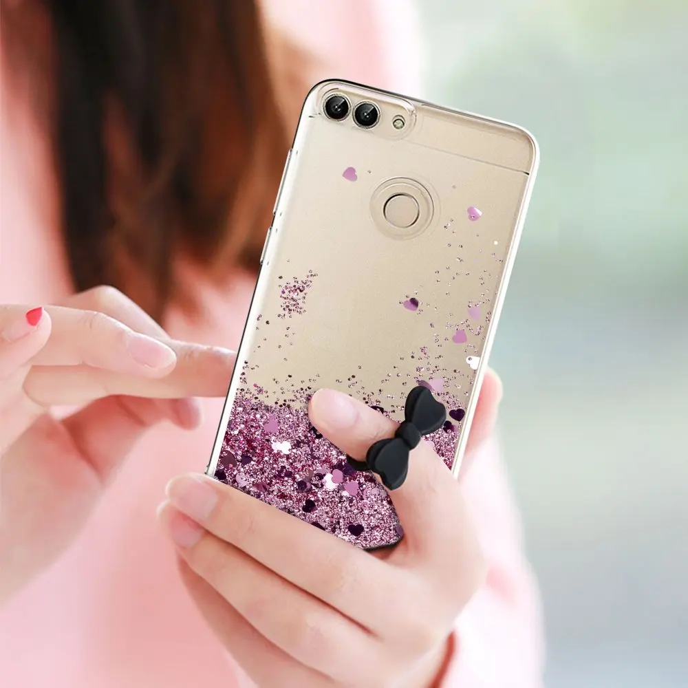 Умный чехол для Huawei P с жидкими блестками Enjoy 7S Smart чехол-накладка из ТПУ