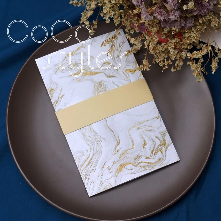 Cocostyles на заказ Роскошный белый золотой дизайн пригласительная карта с калька