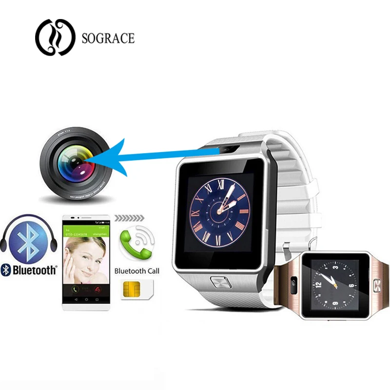 2018 Смарт часы цифровой DZ09 для мужчин Bluetooth Smartwatch камера музыкальный телефон вызов