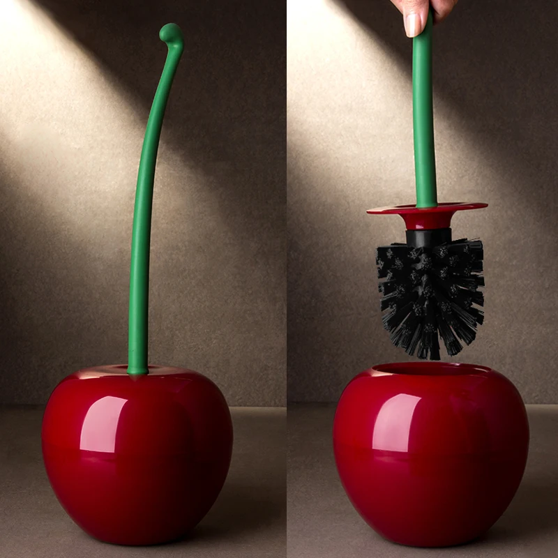 

Креативная Милая щетка в форме вишни для туалетной комнаты, Набор щеток и держателей (красный)