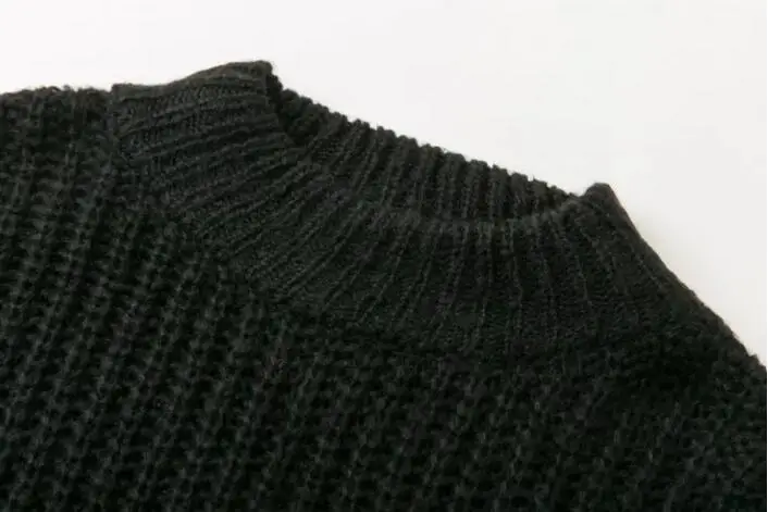 Vintage Vertical stripes line Knitted Sweater New Woman Drop Long sleeve Loose Pullover Gray Red Black | Женская одежда