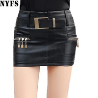 nyfs 2021 new autumn winter women sexy show thin slim hip pu leather skirt s xxl sizeno belt