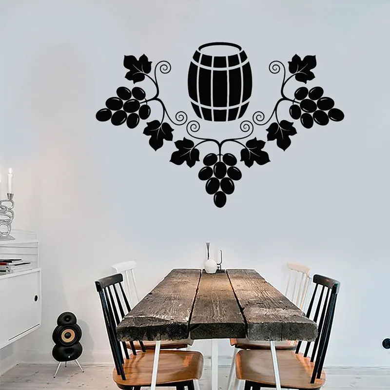 Grapes Barrel Wine Alcohol Winemaker Sticker Vinyl Wall Stickers Home Decor Bar Decal Removable Interior Mural 3173