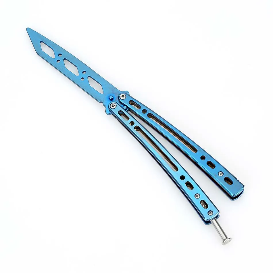 Blue color Swayboo зеркальный складной нож-бабочка cs go, тренировочный игровой нож-бабочка, тупое лезвие, инструмент без края, нож-бабочка - Цвет: Blue color