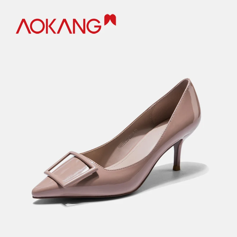 AOKANG/2019 г. Весенняя модная обувь женские туфли лодочки на высоком каблуке офисные