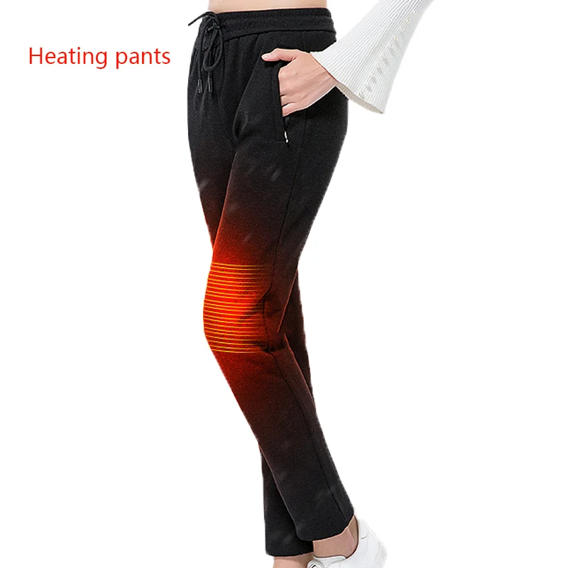 

USB Black Heated Pants winter Women Heating Pants Sports Outdoor Hiking Skiing Winter Smart Fever Cotton Trousers Climbing