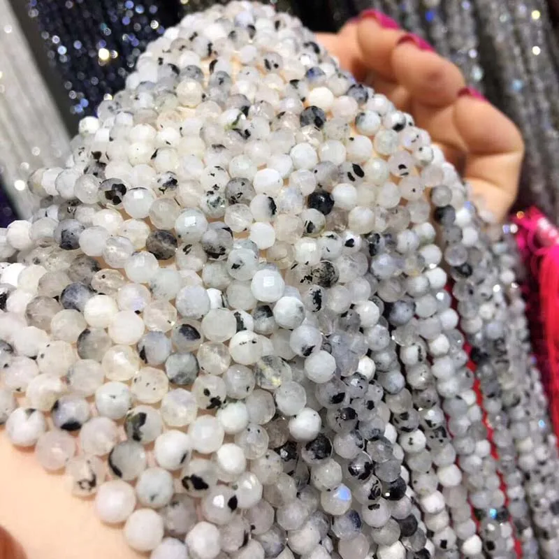Маленькие бусины из натурального камня, бусины из Лабрадорита, 2 мм, 3 мм, 4 мм, разделенные бусины для изготовления ювелирных изделий, ожерелья, браслетов своими руками - Цвет: Moonstone