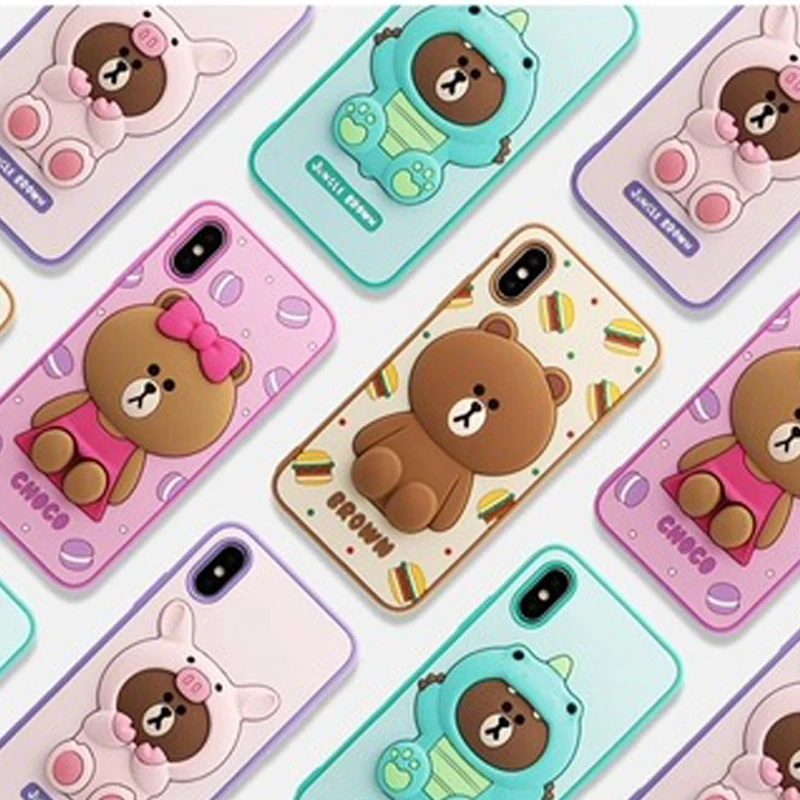 Для iphone X Case 3D милый медведь мягкий чехол для 6 7 8 плюс защитную оболочку