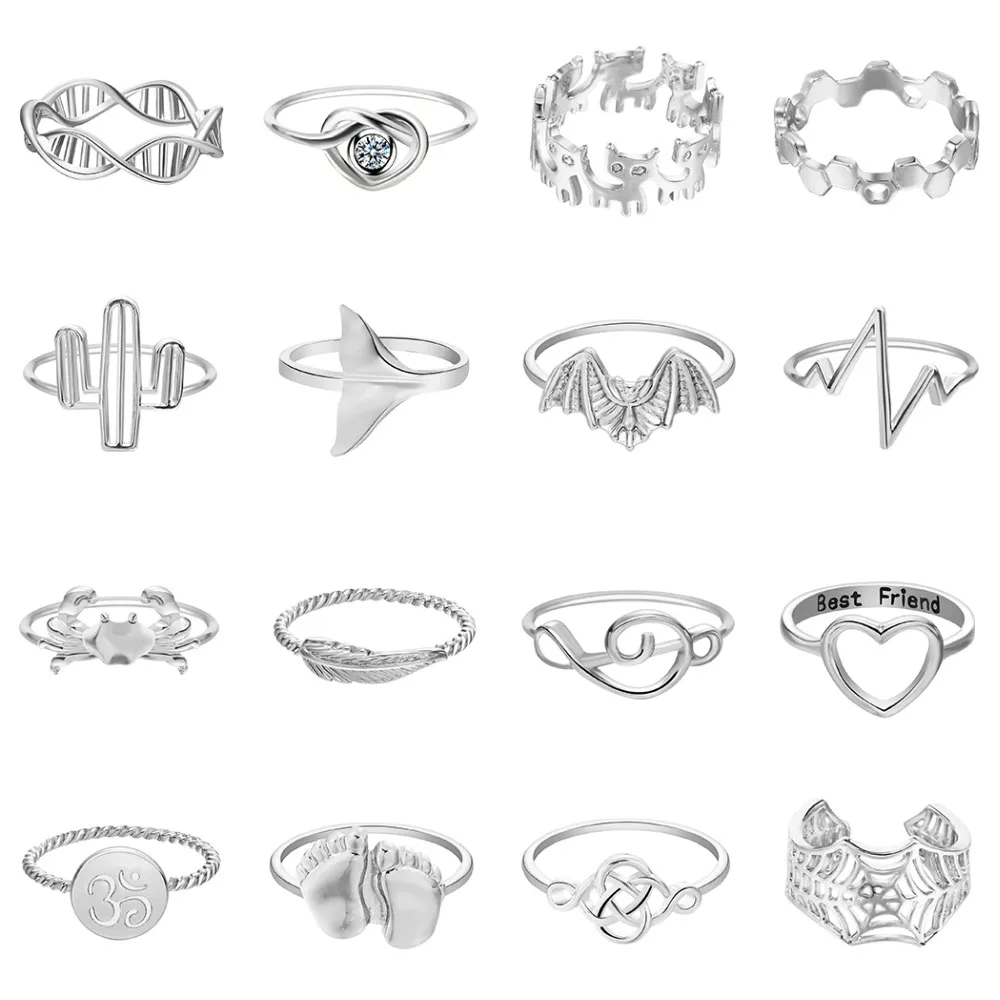 

Todorova Punk Rock Skull Ring Female Heart DNA Wave Rings for Women Fashion Men Jewelry Toe Ring Dropshipping