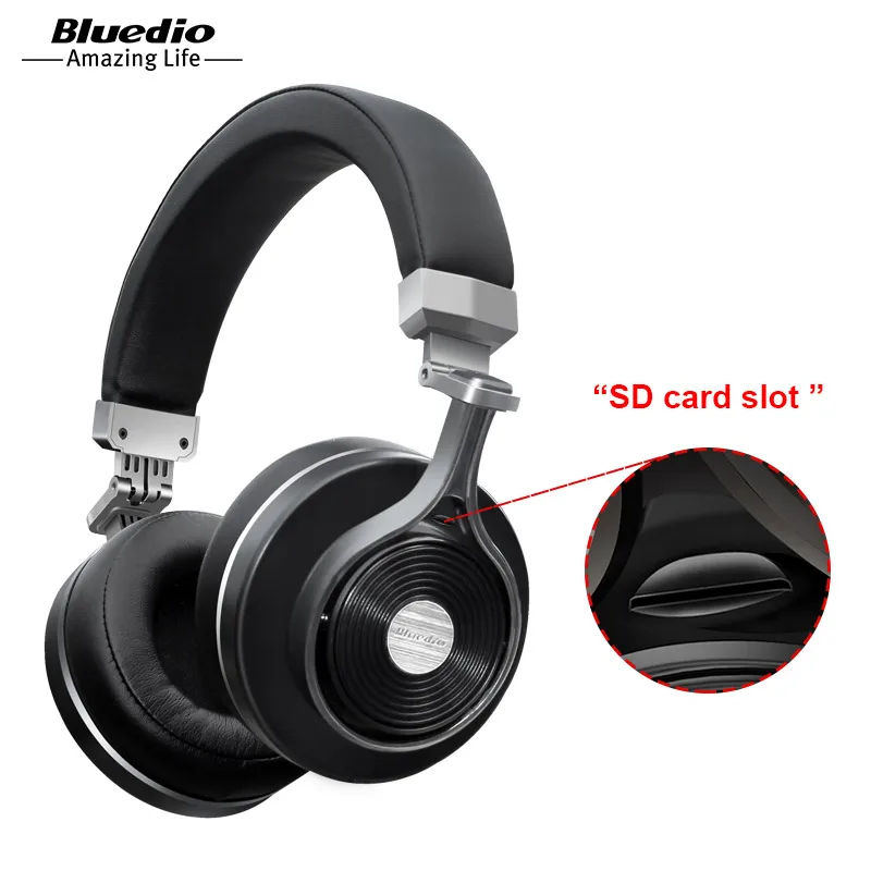 2017 реальные наушники Bluedio T3 +/T3 плюс оригинальный Bluetooth с sd слот для карт