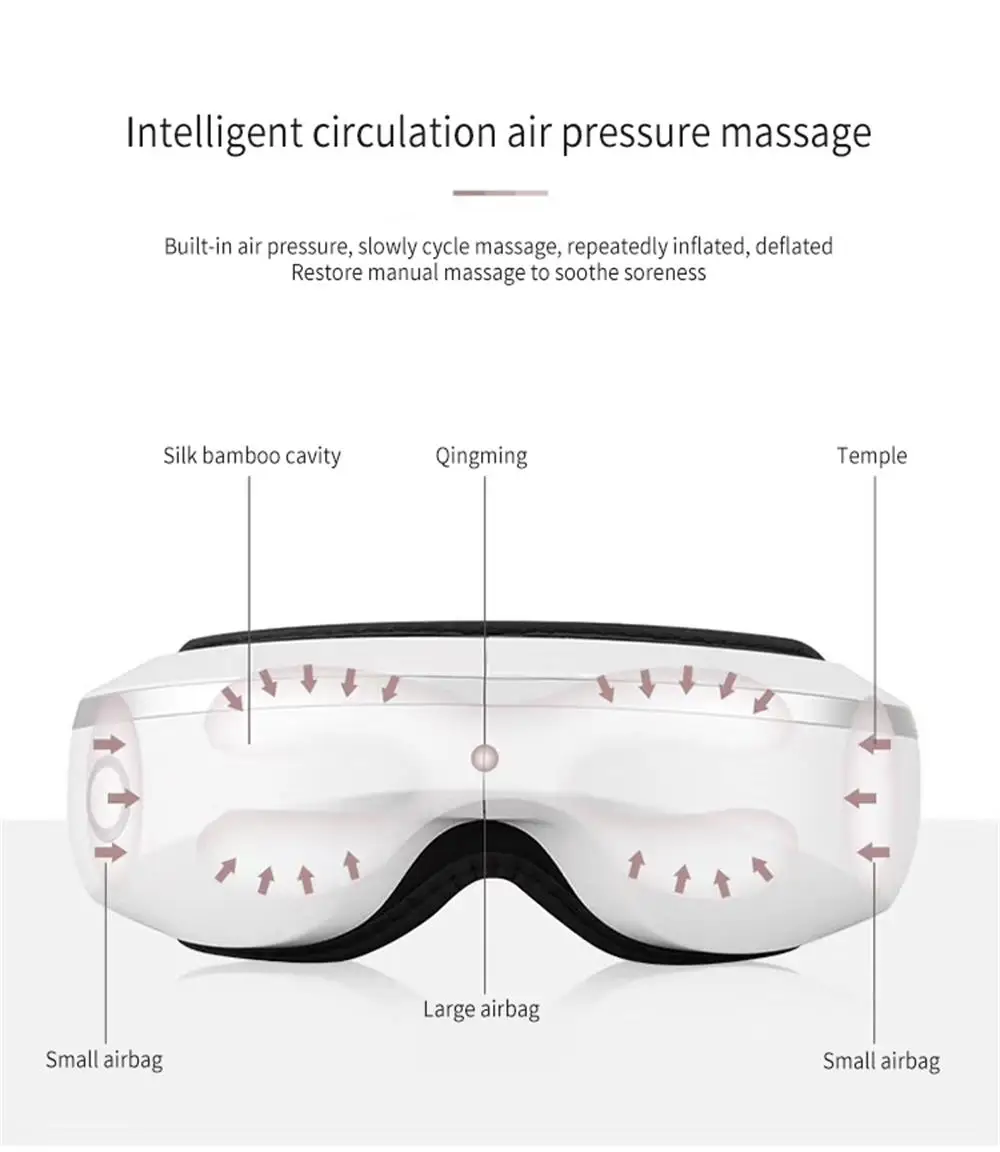 Bluetooth Wireless Eye Massager Air Compression Massage with Music Smart Heated Goggles Anti Wrinkles Care | Красота и здоровье