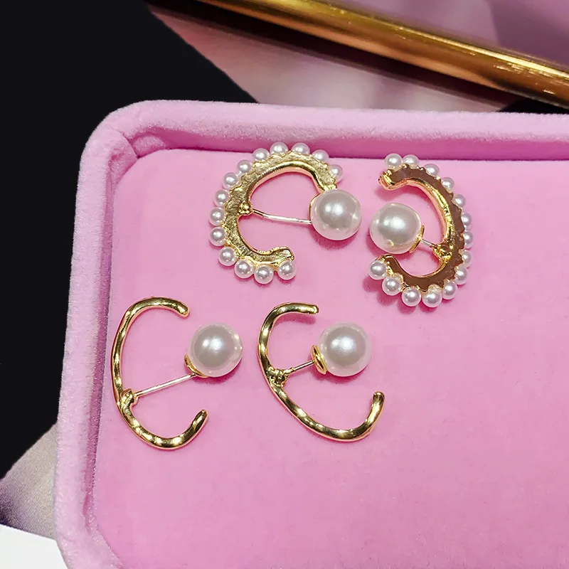 Модные женские серьги кольца с жемчугом 2019 для женщин модные эффектные золотые в