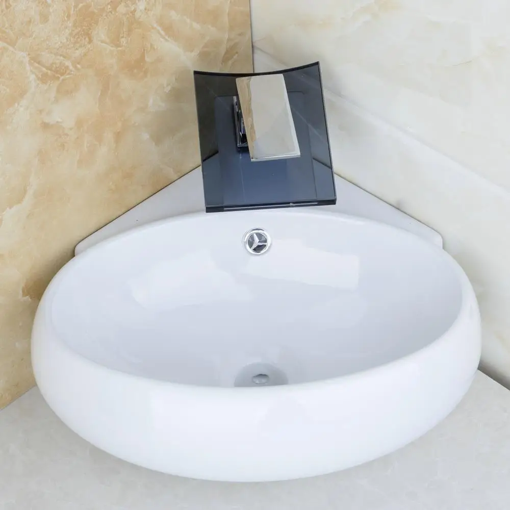 KEMAIDI керамическая раковина для ванной комнаты + черный стеклянный латунный