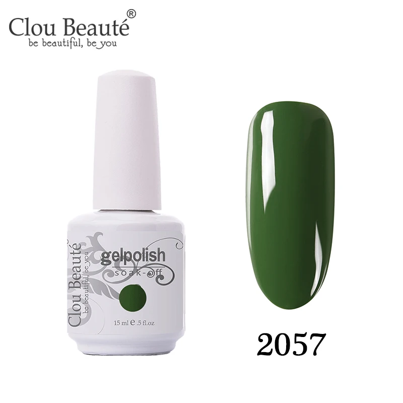 2057 Clou Beaute оливковый зеленый Цветной Гель-лак для ногтей Светодиодный УФ-гель для ногтей замачиваемый Гель-лак для ногтей маникюр Полупостоянный Vernis Гель-лак - Color: 2057