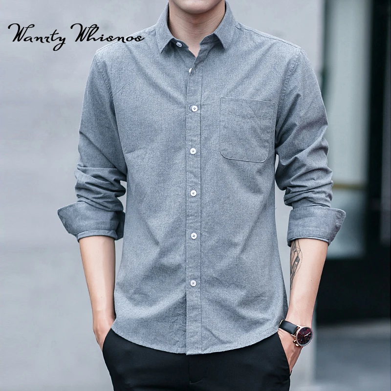 

Spring black white casual shirts mens dress shirt men fashion 2018 summer high quality long sleeve male solid shirt